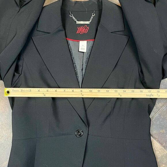 White House Black Market Black 1 Button 3/4 Sleeve Jacket Blazer 8 - Picture 4 of 7